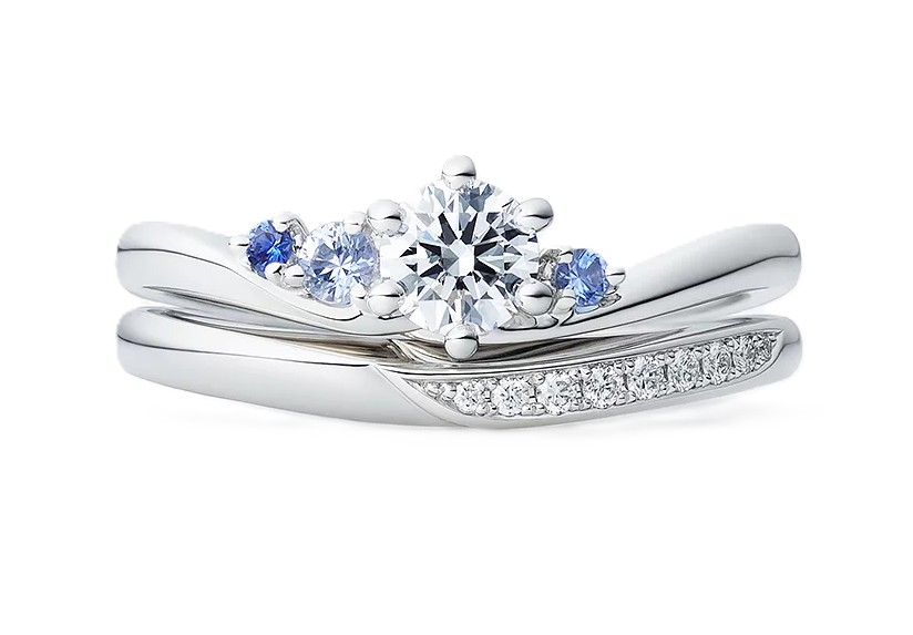 ルシエの婚約指輪「マリーン」L8769と結婚指輪「ドルフィン」L1114